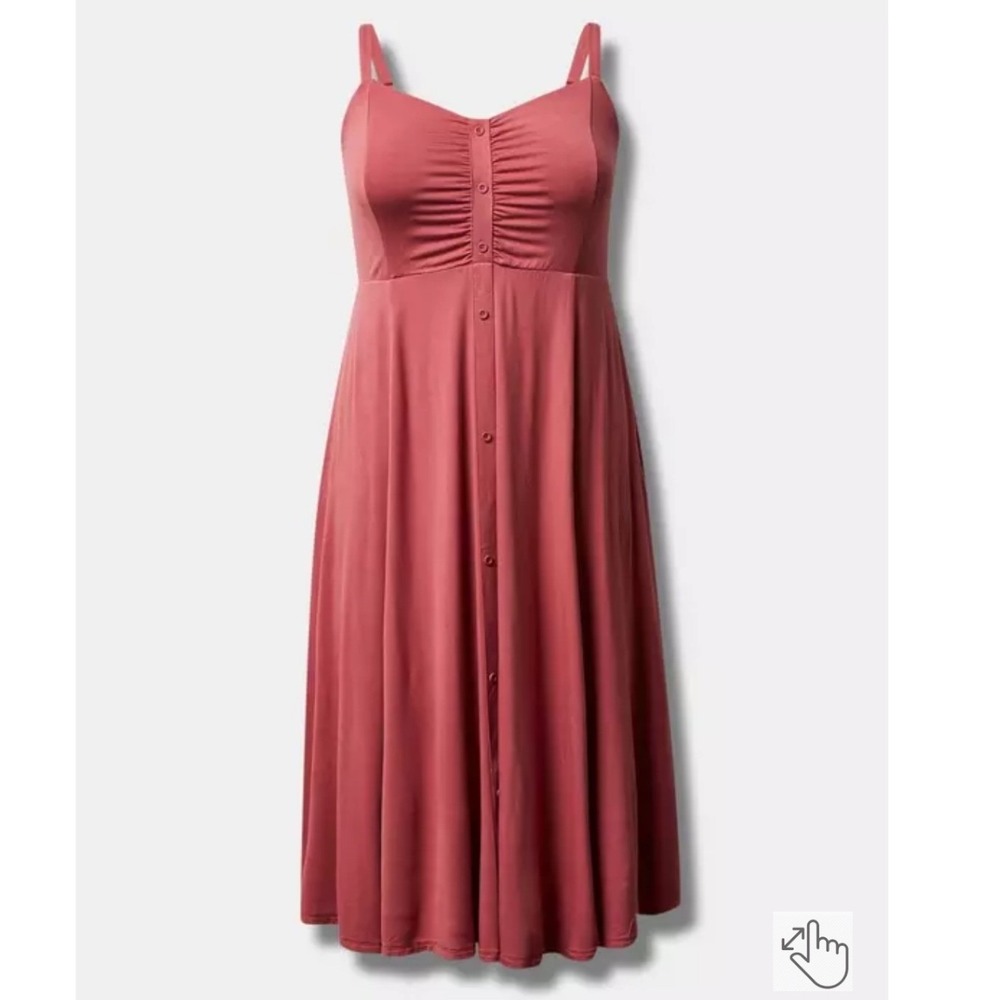 Torrid Super Soft Knit Button Front Midi Dress Rose Pink 00 17648047 - Picture 2 of 12